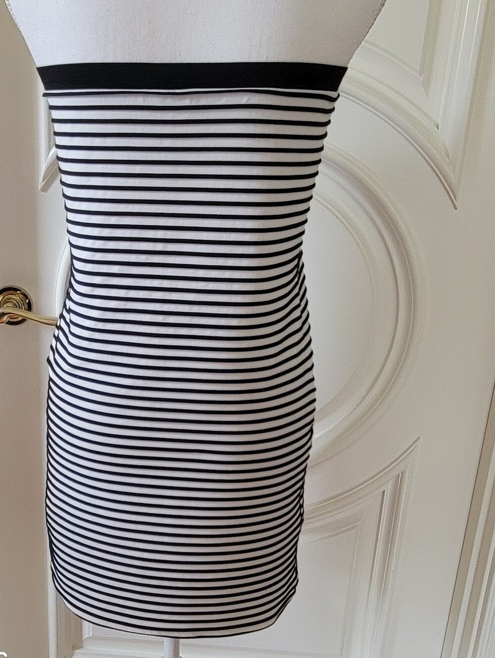 Fendi Black & White Strapless Striped Tube Dress